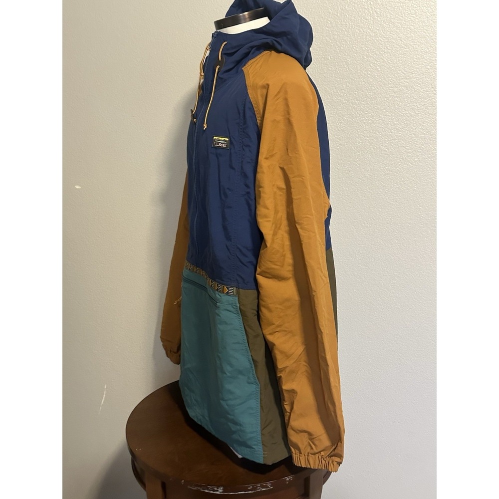 L.L.Bean Men's 3X Mountain Classic Anorak Multi-Color Block Hooded Windbreaker - Picture 3 of 7